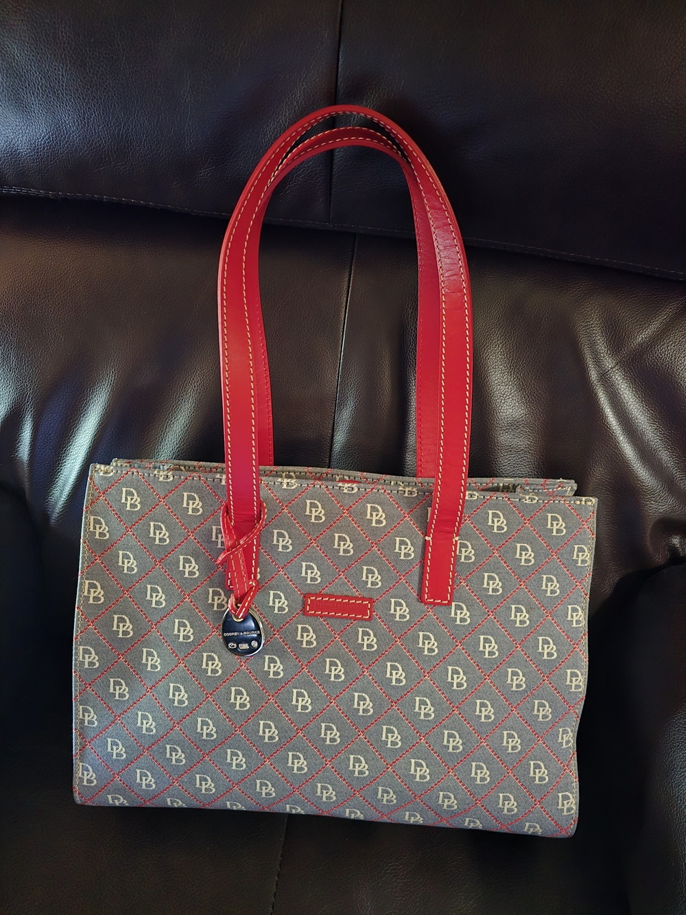 Dooney & Bourke Red Trim Signature Canvas Tote Bag